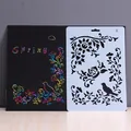 DIY floral bird scratch art stencil template for creative drawing and scrapbooking - Style 6-Spring Bird Floral (6)
