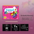 Children's DIY colorful scratch art book with 15 pages and scratch pen - Colorful Flower