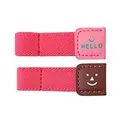 Leuke roze en bruine lederen kabelorganizers met smileys en elastische bandjes - HALLO / 2 Stuks/Set