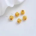 24K vergulde holle afstandskralen voor DIY sieraden maken, diameter van 6 mm - Kleine Zes-Woorden Mantra Kraal (Z579-5) / 1 Stuk