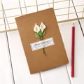 Vintage kraft paper greeting card decorated with handmade white dried calla lily flowers - Calla Lily / Kraft Color