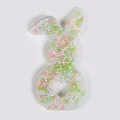 Sensory Easter bunny skin picking fidget toy filled with colorful beads in white silicone - JY-13I (Blue Green Pink Macaron Bead Fill)