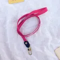 Durable vibrant pink woven lanyard with premium metal hook for ID badge holders - Solid Color / Rose Red