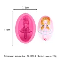 Dimensiones detalladas y patrón de niña 3D del molde de silicona rosa para manualidades - Estilo Niña Rubia de Perfil (50-1971-A)