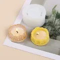 Close-up detail of a circular peach blossom wreath silicone mold for candle holders - Peach Blossom Wreath Style (50-4059) / White
