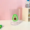 Transparenter zylindrischer Stiftehalter für den Schreibtisch mit süßem Avocado-Design - Avocado Dekoration Stil