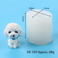 Moule en silicone blanc en forme de caniche pour la fabrication de bougies d'animaux - Chien Assis (50-3332-D)