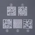 Juego de 5 plantillas de dibujo DIY para cajas de explosión y diseños de álbumes de recortes - Plantilla de Dibujo de Encaje Cuadrado / Pack de 5