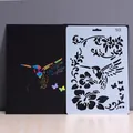 Hummingbird and floral hollow stencil template for DIY scratch art painting tool - Style 10-Hummingbird Butterfly (10)