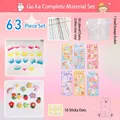 63-piece DIY Guka sticker kit with acrylic plates and resin charms in a storage bucket - 63 Pieces Set In Bucket