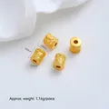 24K vergulde holle cilindrische afstandskraal voor sieraden maken, 6mm diameter - Koperen Munt Patroon Vat Kraal (Z579-8) / 1 Stuk