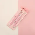 Macaron roze roestvrijstalen pincetset met rechte en gebogen punten voor DIY-journaling - 2-delige set / Roze