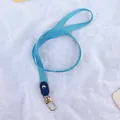 Bright sky blue woven neck lanyard with golden metal hook for ID badges and bus cards - Solid Color / Blue
