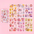 Kawaii cartoon girl and bubble tea sticker set for DIY scrapbooking and journal decoration - Dudu Milk Tea Theme / 6pcs