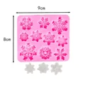 Vista detallada del molde de silicona de copo de nieve rosa para decoración navideña con medidas - 50-1858-A