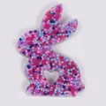 Rabbit-shaped skin picking fidget toy with colorful pink and blue beads in clear silicone base - JY-14C (Pink Purple Blue Multi-Color Fill)