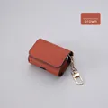 Classic brown Saffiano leather AirPods case cover with premium gold lobster clasp keychain - For AirPods 3/Pro / Brown