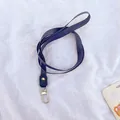 Durable dark gray neck lanyard with gold metal lobster clasp for ID badge holders - Solid Color / Navy Blue