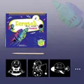 Creative space travel themed cartoon scratch art book for kids with 15 pages and stylus - Space Exploration