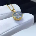 Elegante 14k vergoldete Halskette mit einem brillanten Moissanit-Solitär-Anhänger - 6-Krappen-Stil / 1 ct / K-Gold