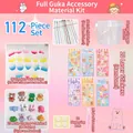 Creative 112-piece DIY Guka sticker kit with resin charms and clear storage bucket - 112 Pieces Set In Bucket