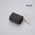 Classic black textured leather protective case for AirPods 2/3/Pro with golden keychain - For AirPods 3/Pro / Black