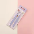 Juego de pinzas de acero inoxidable lila para scrapbooking DIY con empaque de osito - Set de dos piezas / Púrpura