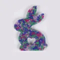 Handmade Easter bunny skin picking fidget toy with colorful embedded beads in clear silicone - Bright Colored Beads Filling (JY-14E)