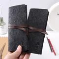 Große Kapazität Holzkohlegrau Filz Stifterollmäppchen mit Leder-Bindeband für Schule - Kreative Stiftrolle / 8x18.5cm / Universal