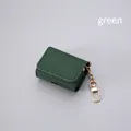 Premium vintage green cross-grain leather protective case with gold keychain for AirPods - For AirPods 3/Pro / Vintage Green