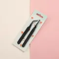 Juego de pinzas de acero inoxidable negro con puntas rectas y curvas para scrapbooking DIY - Set de dos piezas / Negro