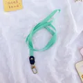 Mint green woven neck lanyard with durable golden metal clasp for ID cards and keys - Solid Color / Green