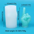 Vue détaillée du moule en silicone et bougie geste du doigt d'honneur avec dimensions - Style de Geste de Doigt d'honneur (50-3661-D)