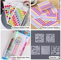 Kit de accesorios para caja de explosión DIY con pegatinas, 8 bolígrafos y plantillas - Kit de Herramientas Auxiliares para Álbum de Fotos DIY