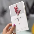 Stylish white greeting card with real pink dried flower for Valentine's Day gifts - Limonium (Red)