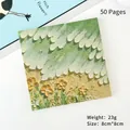 Square 8x8cm sticky notes featuring artistic yellow floral oil painting textures - 50 Sheets / Tide Lake Landscape