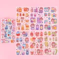 Kawaii cartoon sticker set with cute girls and drink illustrations for DIY - Happy Drink Theme / 6pcs