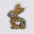 Rabbit-shaped sensory skin picking fidget toy with colorful beads and heart cutout - Multicolor Mixed Bead Filling (JY-14G)