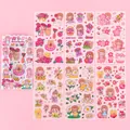 Cute pink cartoon stickers set with girl and floral patterns for DIY scrapbooking - Secret Garden