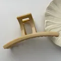 Elegant minimalist large light beige hair claw clip with high-quality golden spring - T-Shape Style / 13cm / Twilight Yellow