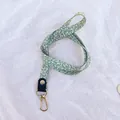 Lanyard with green and white wavy pattern and premium gold-tone metal lobster clasp - Rainbow / Green