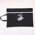 Black waterproof A4 Oxford cloth document bag with hand-drawn ethnic elephant print - Cartoon Elephant / A4 Double Layer / Black