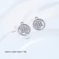 Κυκλικό κοίλο μενταγιόν ζώδιο Παρθένος από ασημί ανοξείδωτο ατσάλι για κοσμήματα DIY - Μενταγιόν Ζωδίου Παρθένος / 1 Τεμάχιο / Χρώμα Ατσαλιού