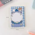 Blocchetto per appunti adesivi con ragazza e coniglio cartoon, quadri blu, 9x6cm - Ragazza Orso / 9*6CM