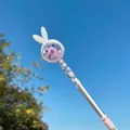 Creative cartoon rabbit gel pen with transparent barrel and pink flower sequins decor - 0.5mm / White