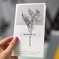 Handmade white greeting card featuring real dried purple flowers and poetic English text - Limonium (Natural Purple)