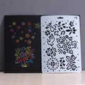 DIY scratch art stencil template with floral and butterfly patterns for hand drawing and albums - Style 18-Butterfly Border (18)