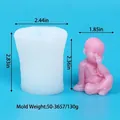 Detailed macro view showing dimensions of the little monk silicone mold and wax figure - 50-3657-D (Praying Monk)