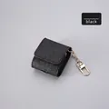 Premium black textured leather protective case for AirPods 2/3/Pro with gold keychain - For Airpods 1/2 Gen / Black