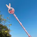 Cute pink cartoon rabbit gel pen with cherry blossom shaker top for school students - 0.5mm / Pink